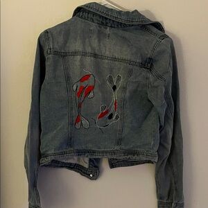Koi Embroidered Women's Light Blue Jean Jacket